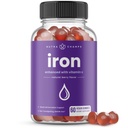 NutraChamps Pastilhas de ferro com vitamina C - 20mg, Suporte de formação de células sanguíneas, 60 Gummies Vegan para deficiência de ferro e anemia, Energia, Foco, Imune Boost