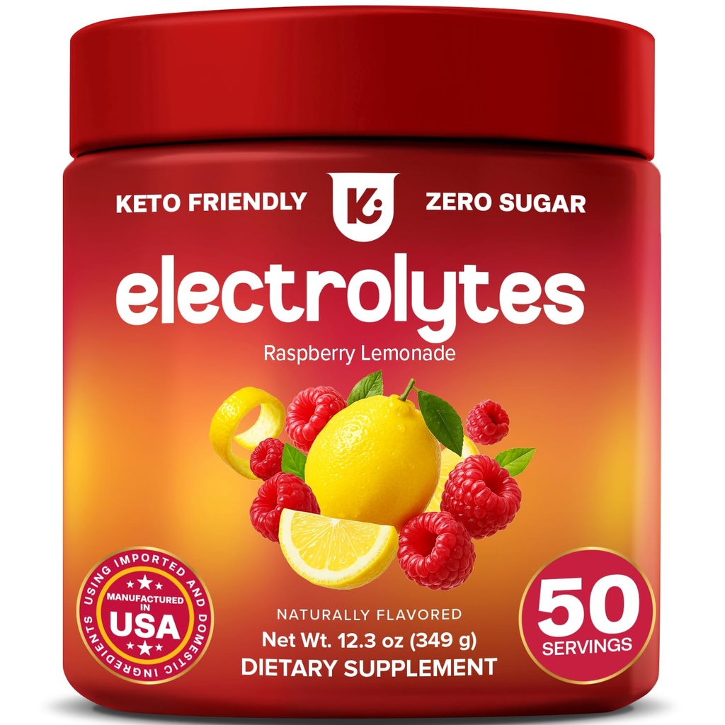 Keppi Electrolytes Pó – Framboesa Limonada Flavor 50 Servings – Sem suplemento de hidratação de açúcar com magnésio, Potássio, Sódio – Keto, Vegan, Fasting-Friendly, Zero Calorie Electrolyte Drink