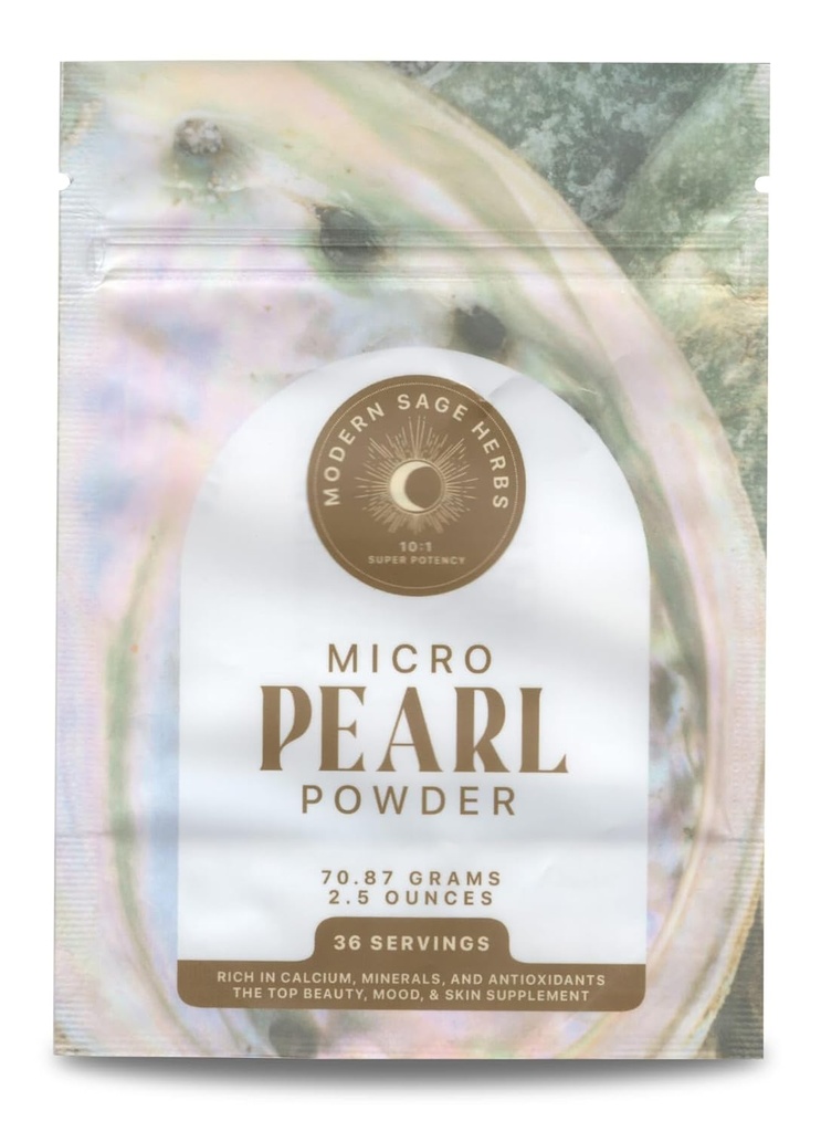 Pó de pérola pura de 2,5 onças 10:1 Extrato super concentrado. 36 Servimentos. Suplemento para produção de Colágeno, Antienvelhecimento e Antioxidante. Suporta pele, olhos, unhas, beleza radiante por ervas Sage modernas.