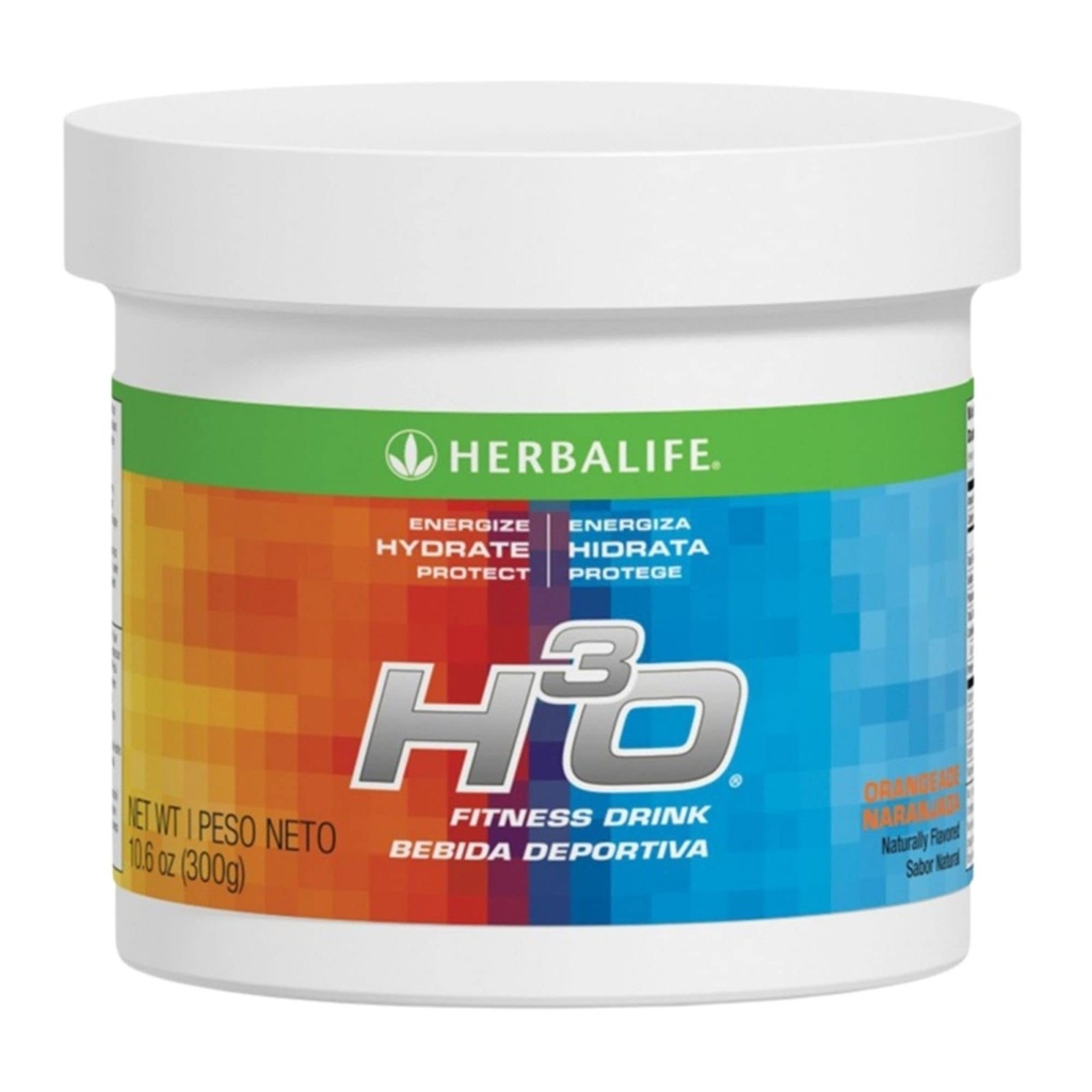 Herbalife H3O Fitness Drink: Orangeade Canister 10.6 Oz (300g), Mistura carboidratada para energia imediata, Energizar, Hidratar, Proteger, naturalmente aromatizado