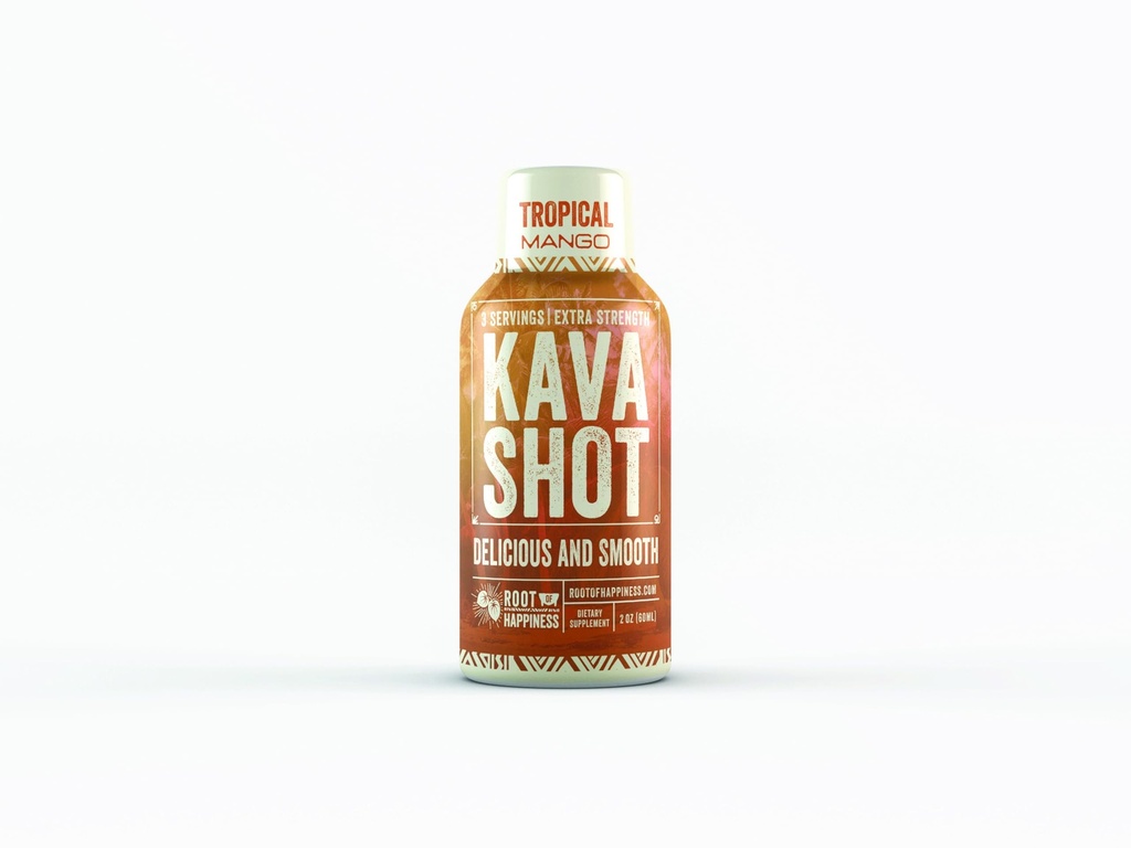 Kava e Wellness Shot 2 onças ou sabor de manga tropical não-alcólico