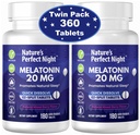 Nature's Perfect Night (Melatonina 20mg) 180 Comprimidos de dissolução rápida, 2-Pack (Pack) Natural Mixed Berry Flavor (Alta potência) Açúcar grátis (Gluten Free)