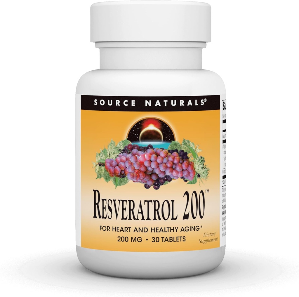 Fonte Natural Resveratrol, para Coração e Envelhecimento Saudável * 200 mg - 30 Comprimidos