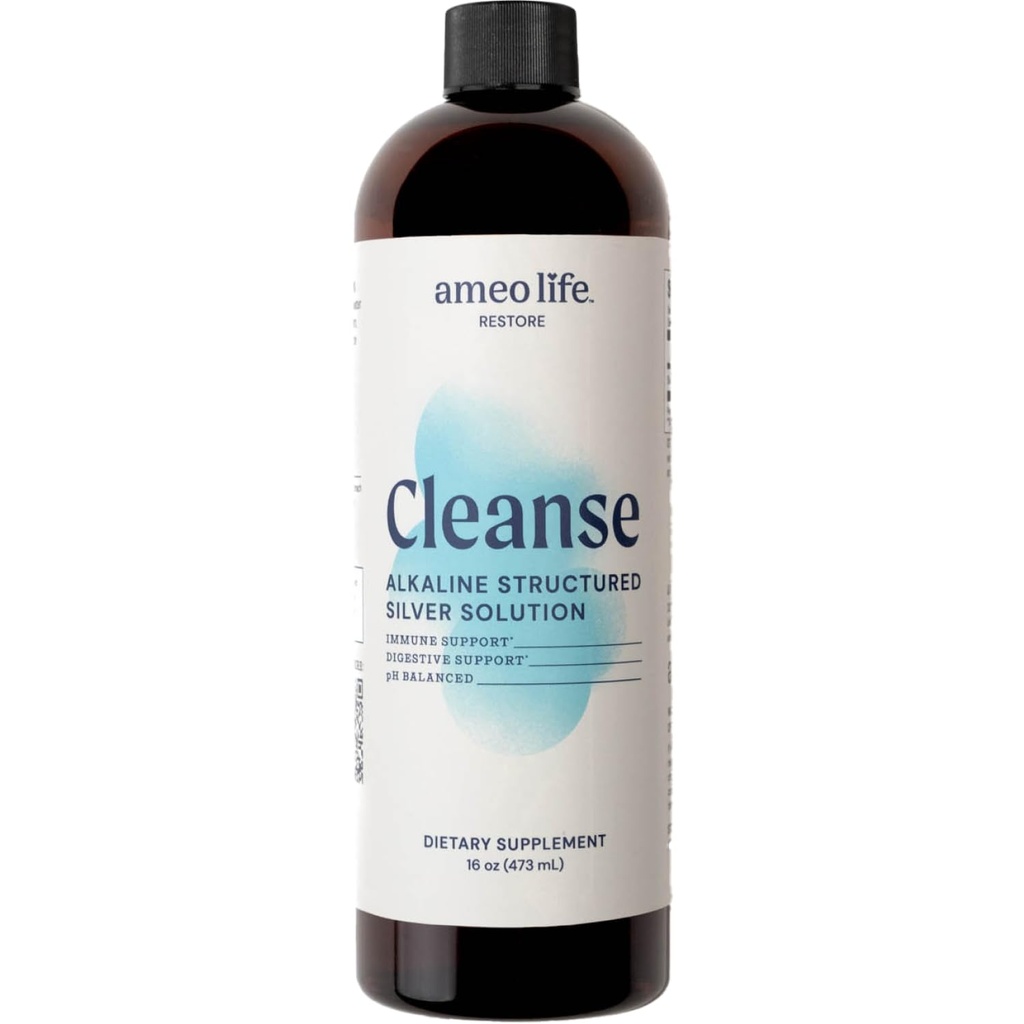 Ameo Life Coloidal Silver Liquid 30 PPM - Água prateada estruturada alcalina para suporte imunológico diário e saúde do intestino, pH solução de 30ppm de prata coloidal equilibrada, 16 onças