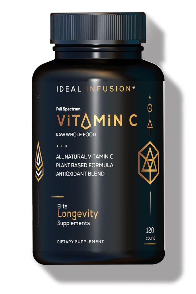 Complexo de vitamina C de alimentos inteiros de perfusão ideal: 675mg Vitamina C orgânica de laranjas e Acerola Berries com bioflavanoides baseados em alimentos naturais (60 Servings) Vitamina C baseada em plantas, Vegan, Não-GMO