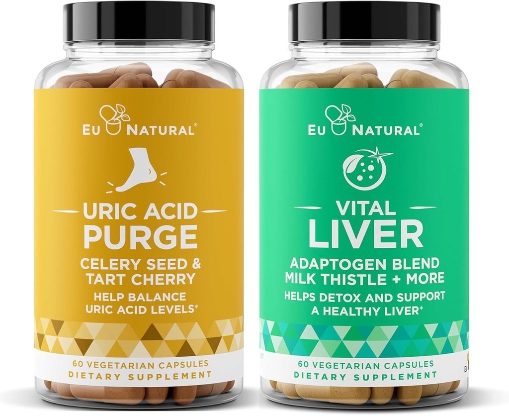 Expurgar! Flush ácido úrico e pacote de fígado vital - Detox, Cleanse, e reparo para apoio conjunto e mobilidade ativa Plus função hepática ideal & saúde digestiva