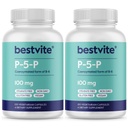 BESTVITE P-5-P 100mg (240 Cápsulas vegetarianas) (120 x 2) (Forma Co- Enzimada de B-6) - Sem Estearatos - Vegan - Não GMO - Gluten Free