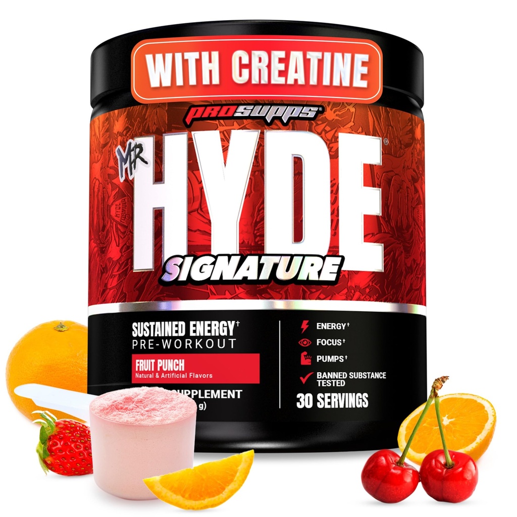 PROSUPPS Sr. Hyde assinatura pré-treino em pó com Creatina, Beta Alanine & Cafeína - Desempenho, Energia e Endurance - Clean Fitness & Gym Supplements for Men & Women (Fruit Punch, 30 Servings)