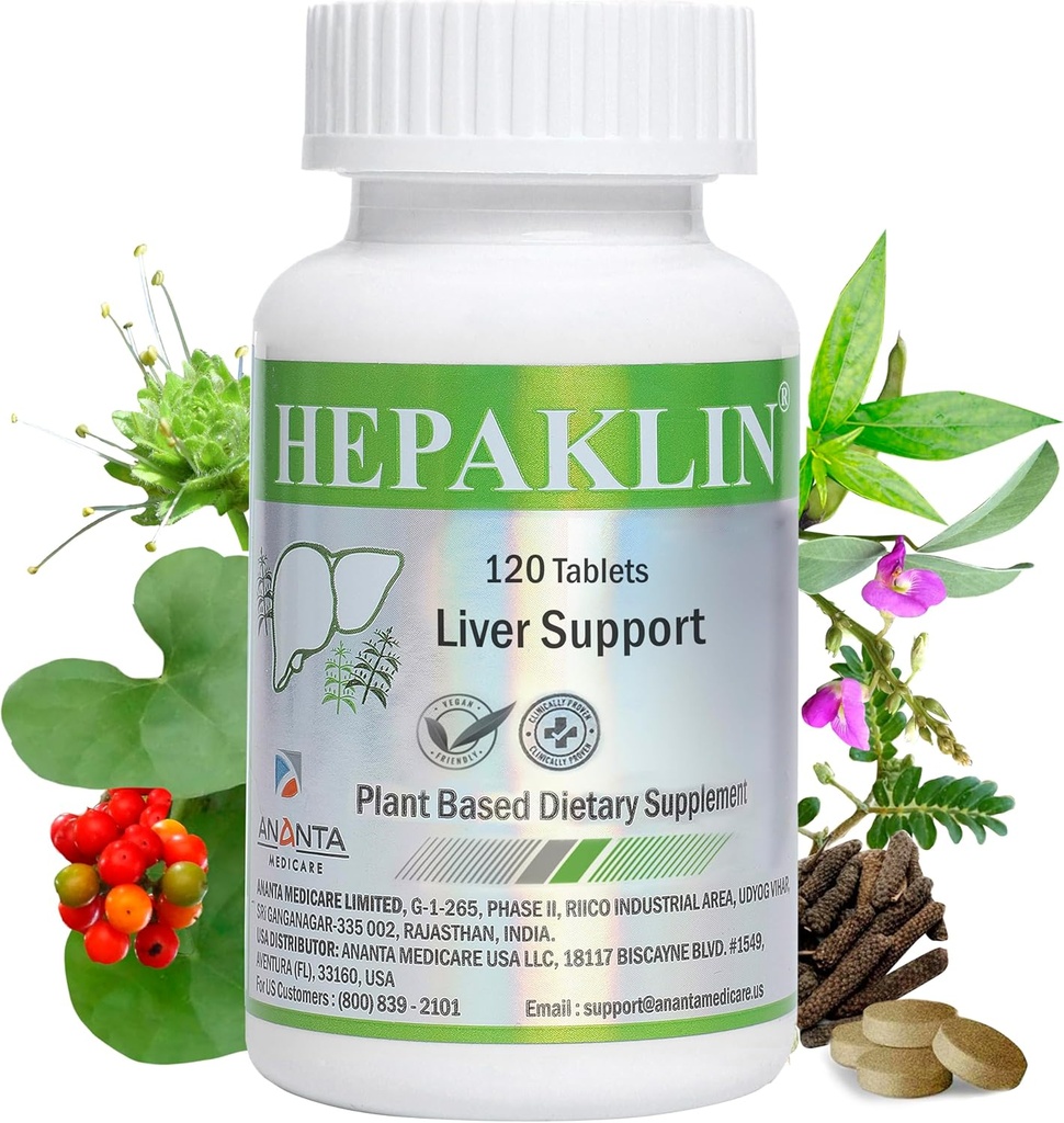 Hepaklin – Detox de Fígado de Ervas e Fórmula de Suporte para Saúde, 120 Tabs