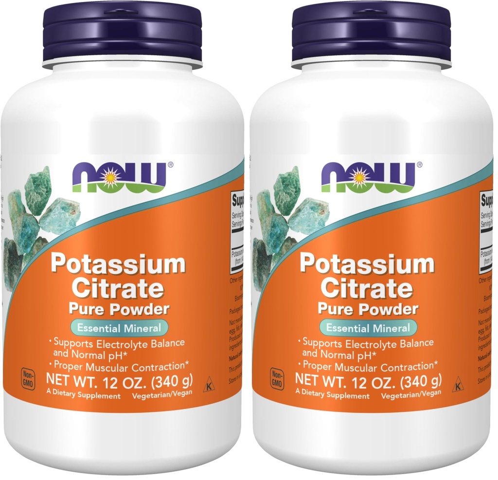 AGORA Suplementos, Citrato de Potássio Pó, Suporta Balanço de Eletrolitos e pH normal*, Mineral Essencial, 12-Onça (Pacote de 2)