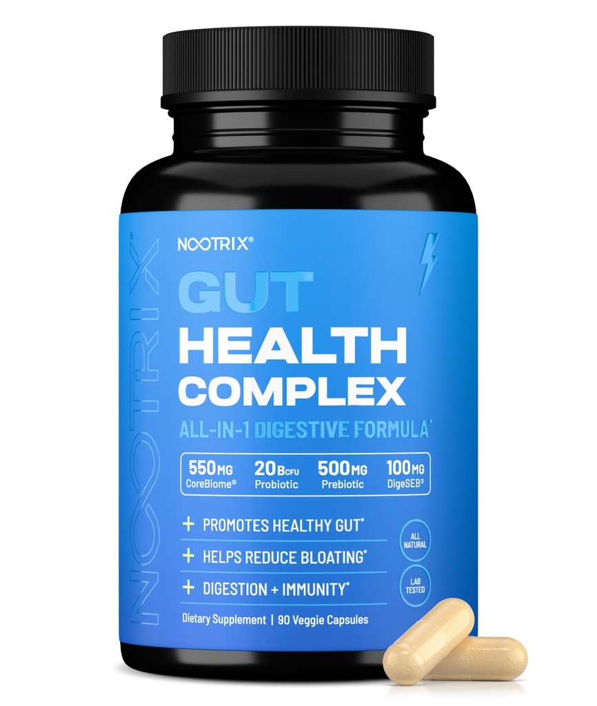Nootrix Gut Proteger e Restaurar Suplemento Probióticos para Gut Health, Colon Cleanse & Bloating Alívio Promove Digestão Saudável, Enzimas Digestivas, Postbióticos e Prebióticos