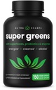 NutraChamps Organic Super Greens Cápsulas - Alfalfa, espirulina, chlorela e mais - Antioxidante, Enzima Digestiva & Misturas Probióticas - 150 Cápsulas Green Superfood