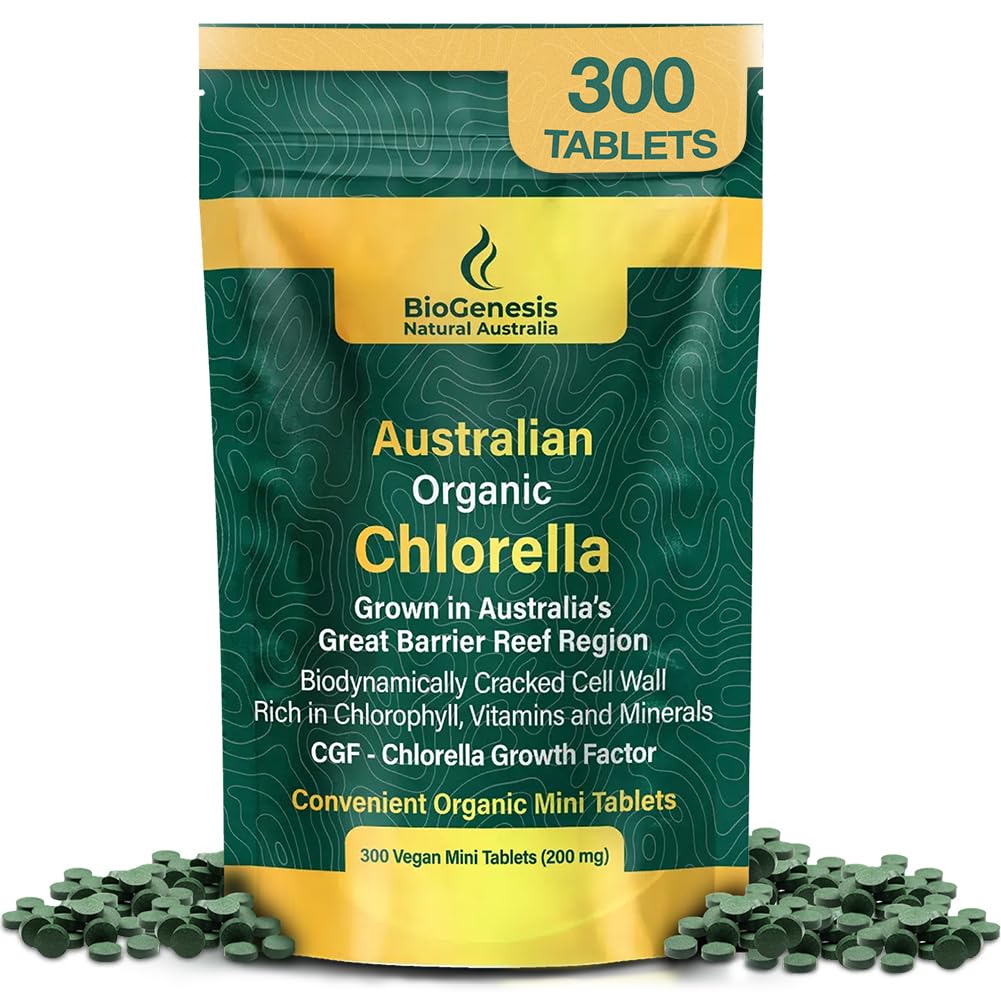 Biogênese chlorela orgânica Mini comprimidos – 300 contagem (200mg) □ Australian cresceu rico em clorofila, Vitaminas e Minerais