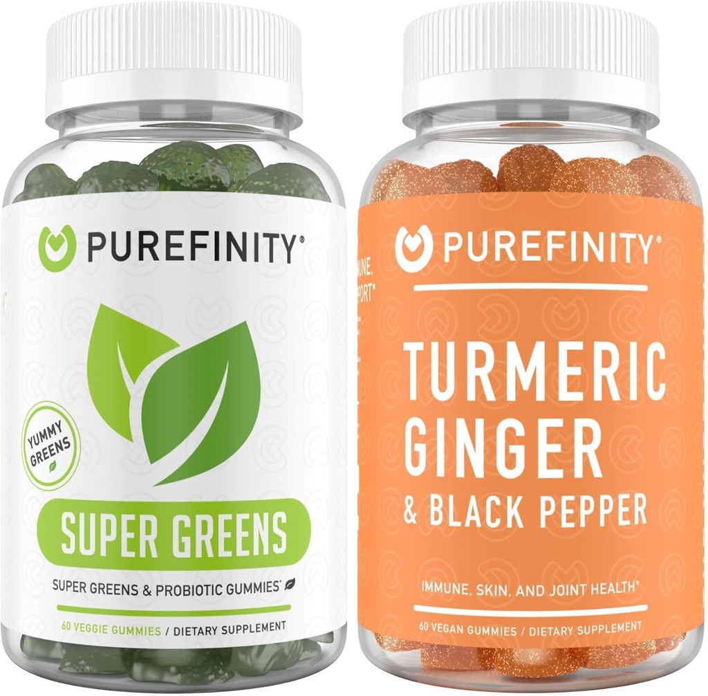 PUREFINITY chicletes de gengibre aturmeric + Super Greens chicletes pacote