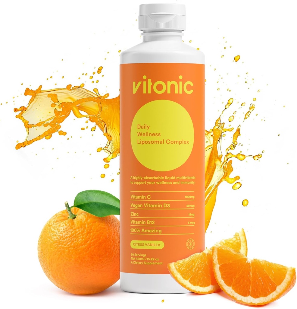 Liposomal Vitamina C 1000mg Líquido – Família Imunidade Suporte □ Até 5× Absorção mais alta □ Multivitamin com D3, B12, Zinco □ Colágeno e Recuperação Suporte