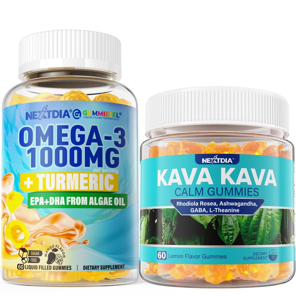 Omega3 + Açafrão, gomas calmas Kava