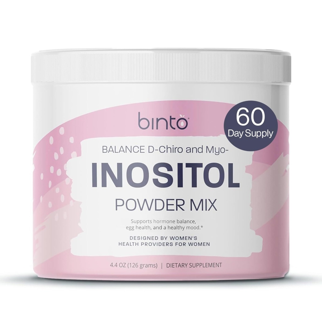 Binto Inositol Powder Mix - 60-Day Supply - 40:1 Razão de Myo e D-Chiro Inositol - Equilíbrio Hormônio e Suporte de Ovulação
