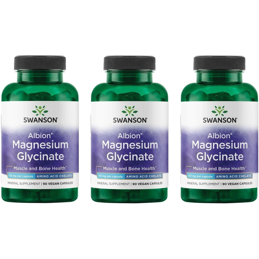 Swanson Quelated Magnesium 133 Milligrams 90 Cápsulas (3 Embalagem)