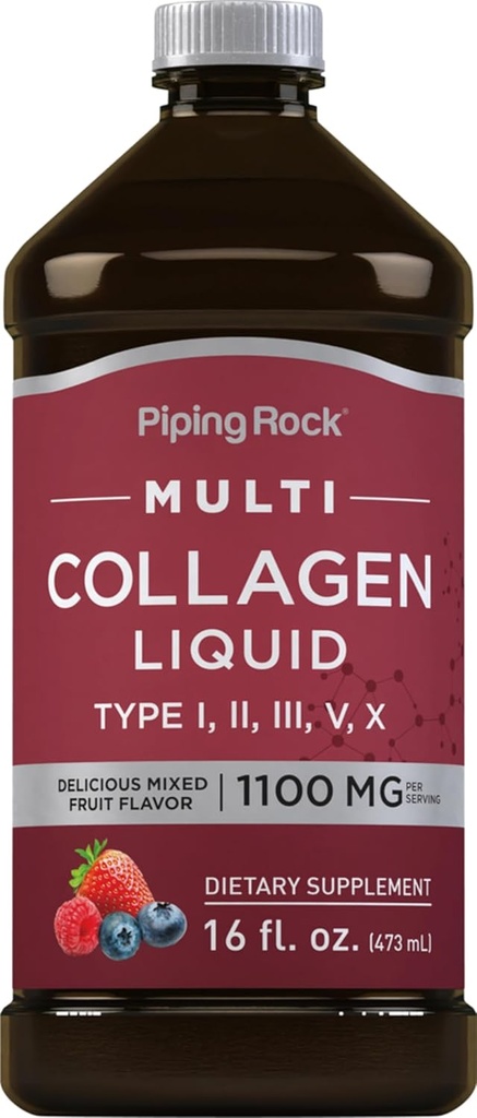 Colágeno Líquido de Pedra de Tubulação 16 fl oz 1100mg Flavor de Fruta Ou Multi Colágeno Peptídeos com Vitamina C