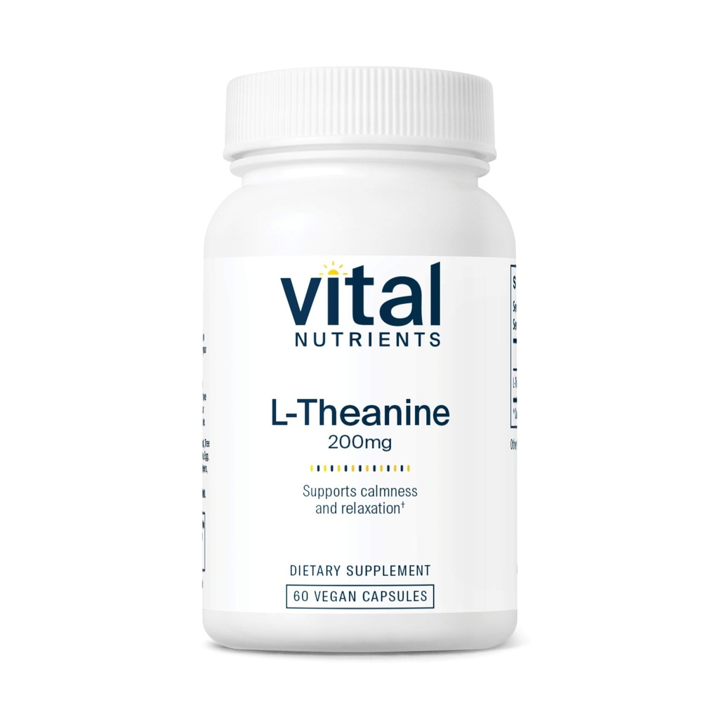 Nutrientes Vital L-Theanina 200mg Suplemento Vegan L Theanina Supplement Suporta Níveis de Estresse Normal e Função Cognitiva*