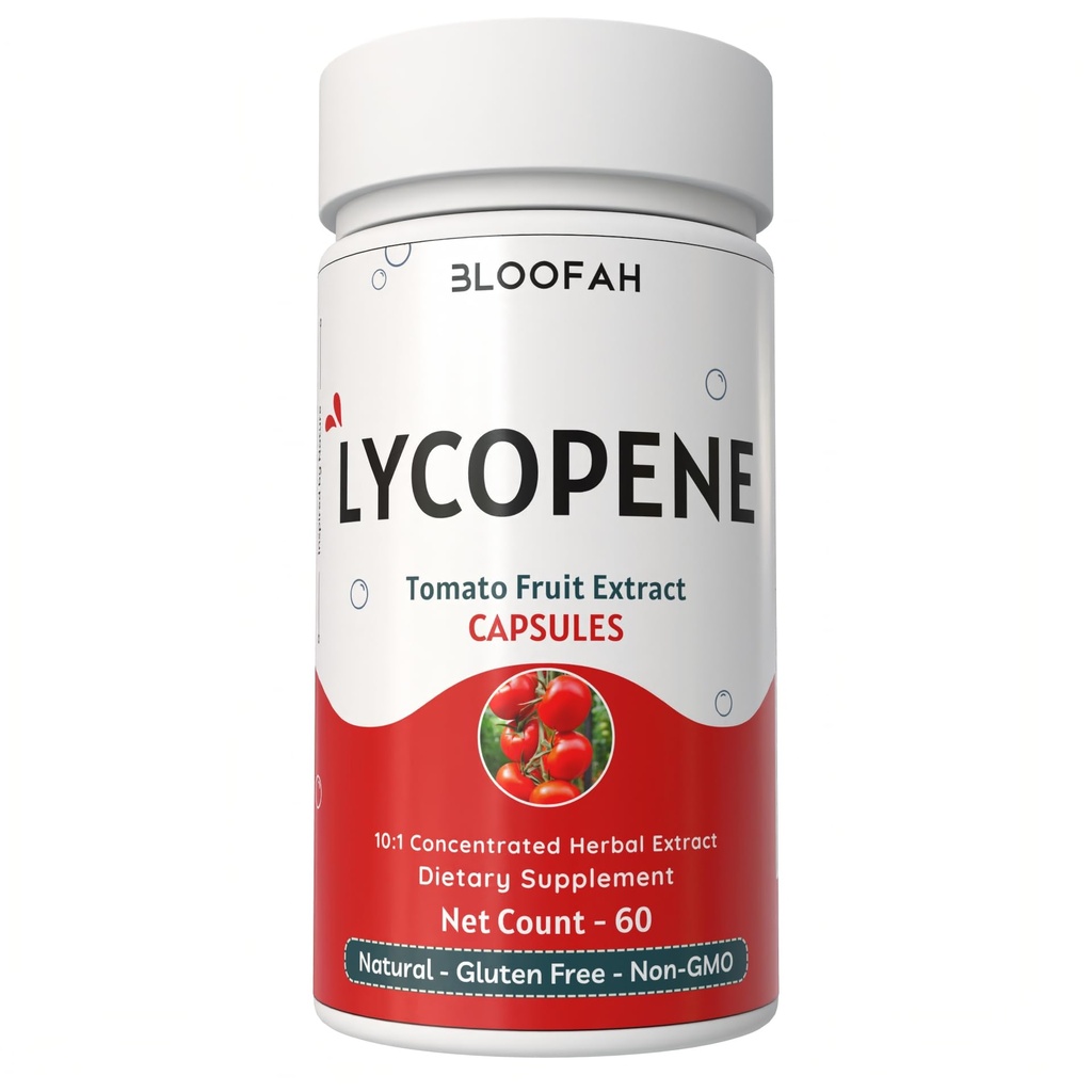Tomate Fruit Capsules 500mg Rich in Lycopene Tomato Fruit Concentrated 10:1 Extract Powder □ Fórmula Livre de Não-GMO e Glúten □ Suplemento Carotenóide Natural (60 Count of 1))