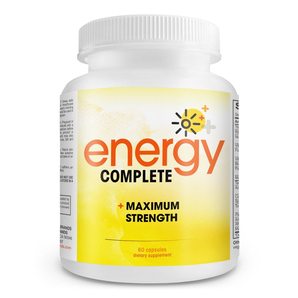 Energia Completo - 18-em-1 Vegan Energia e Foco Suplemento - Vegan Caffeine Pills (60 Cápsulas Diárias)