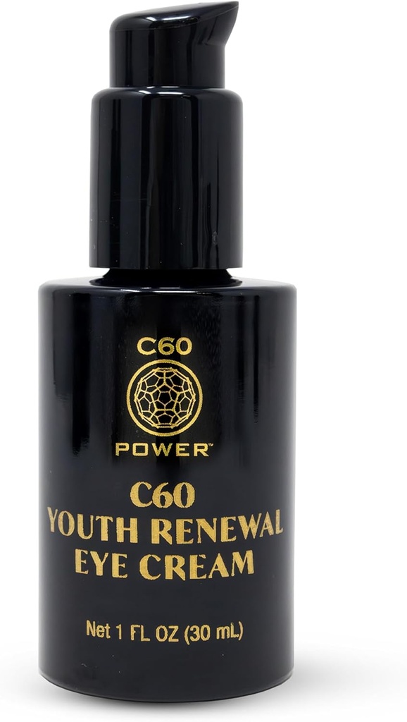 C60 Power Juventude Renovação Creme olho - Creme para rugas & Puffiness, Anti envelhecimento da pele cuidados para mulheres e homens, com 99,99% puro sublimado C60, peptídeos de cobre, & Ingredientes de alta qualidade - 1 fl oz
