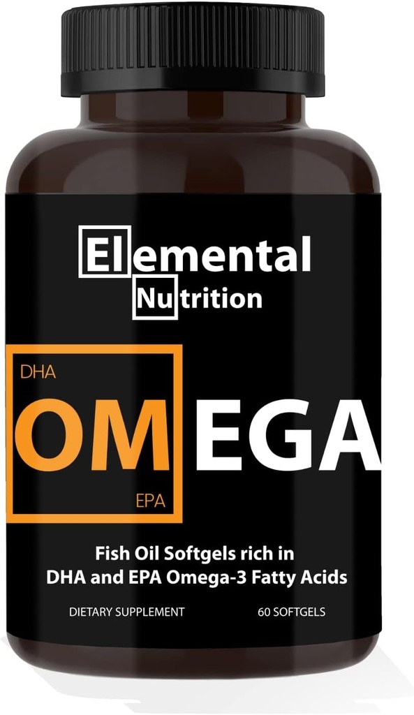 Omega-3 da Fish Oils – 60 Softgels Value Garrafa de Eicosapentaenóico (EPA) e Ácido Doco-hexaenóico (DHA) em um frasco de aperto preto
