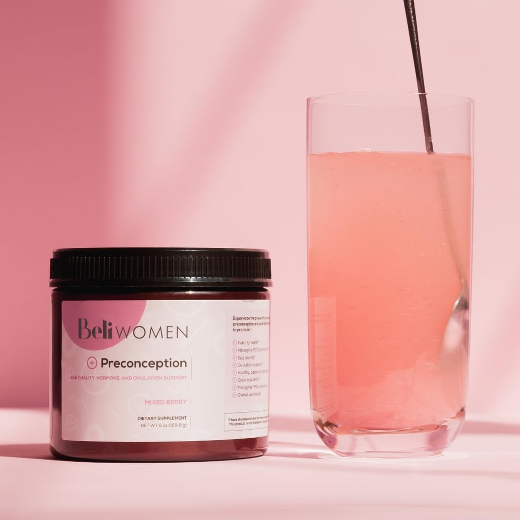 Beli Preconception Suplemento para Fertilidade, Qualidade do Ovo, PCOS, Hormônios e Ovulação. Berry Flavored Drink Mix Powder - Suporte para PCOS & PMS. Feito com Inositols, CoQ10, Acai, NAC e More.