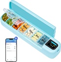 Daviky Smart Pill Organizer com alarme, Bluetooth diariamente uma vez por dia caixa de pílulas 7 dias com APP, caso de pílulas de viagem semanal, lembrete de pílulas portáteis para medicamentos, suplementos e vitaminas (verde)