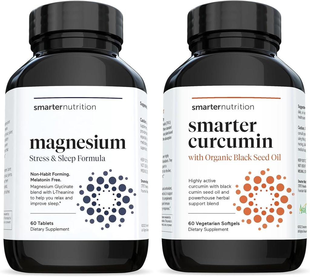 Comprimidos de magnésio multi-ativo & Curcumin Softgels - Potente e Biodisponível, Curcumin Softgels ativo padronizados em 95% Tetrahidrocurcuminoides [1-Mês de Abastecimento]