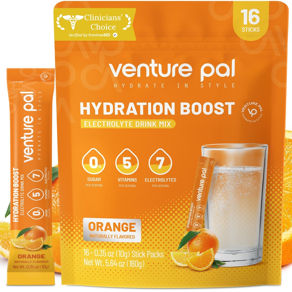 Venture Pal Sugar Free Electrolyte Powder Packets - Liquid Daily IV Drink Mix for Rapid Hydration & Party Recovery (Rápido Hydration & Party Recovery) 5 Vitaminas e 7 Eletrolitos Keto Friendly