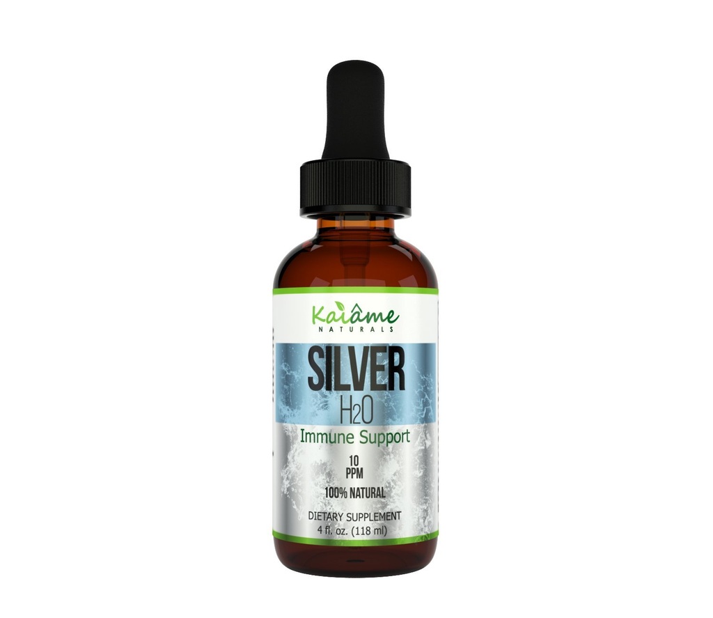 Kaiame Naturals Colloidal Prata, Solução Iônica Prata, 10 PPM, Dropper de 4 onças em garrafa de vidro, Suplemento de suporte imunológico natural, seguro para adultos, crianças e animais de estimação