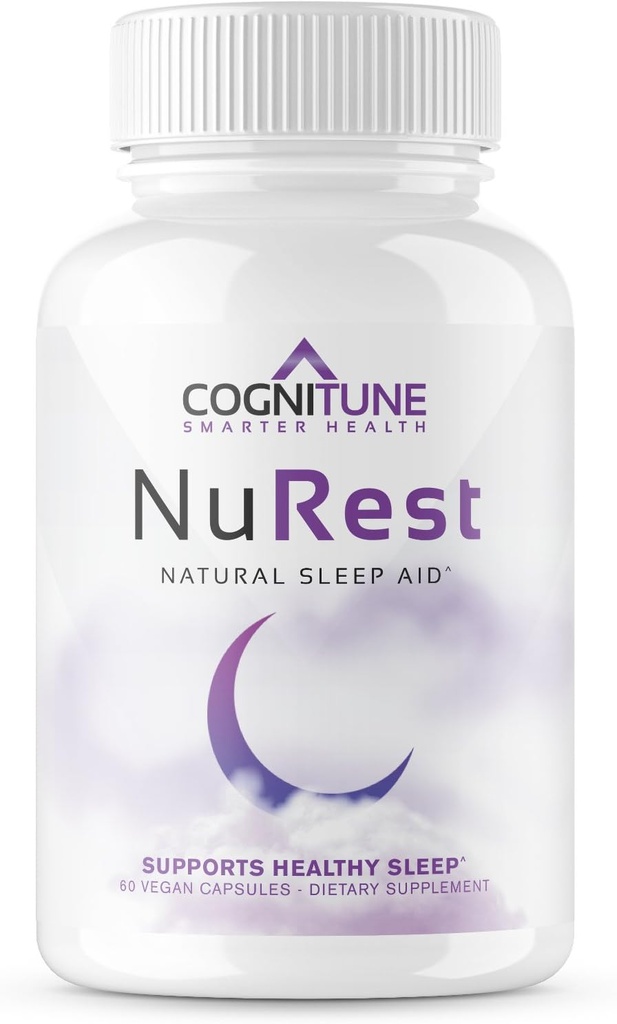 CogniTune Natural Sleep Aid for Adults - Herbal Sleep Aid Supplement - Fórmula Não-Drowsy com Melatonina, Raiz Valeriana, Balm Limão, Camomila, GABA & More