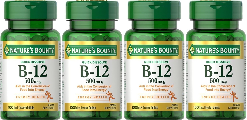 Vitamina B-12 da recompensa da natureza 500 mcg, 100 ea (Pacote de 4)