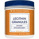 Os grânulos Vitamina Shoppe Lecithin - Combinação natural de ácidos gordos essenciais para apoiar a função do cérebro e nervos, 100% de soja, uma vez por dia (16 onças em pó)