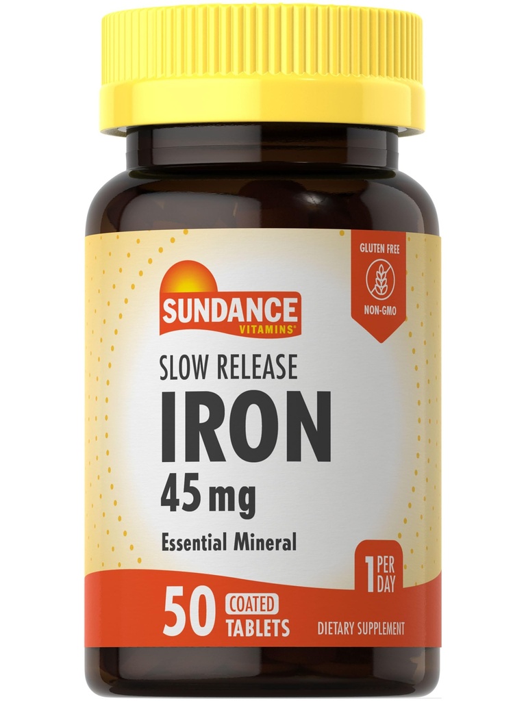 Sundance Iron 45mg Release Lentas comprimidos de 50 comprimidos . Essential Mineral Supplement .