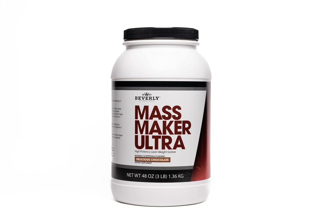 Beverly Internacional Mass Maker Ultra Chocolate, 14 Servings, 3lb. Construir massa magra como um Pró. Proteína do leite Isolado, Whey Protein Isolate + Ovo. Óleo MCT. Carbos limpos, ótimo sabor
