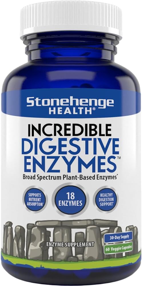 Stonehenge Health Incredible Digestive Enzimas - 18 Enzimas Baseadas em Plantas - Lipase, Lactase, Protease, Amylase, Bromelain for Gas, Bloating, Fadiga (1)