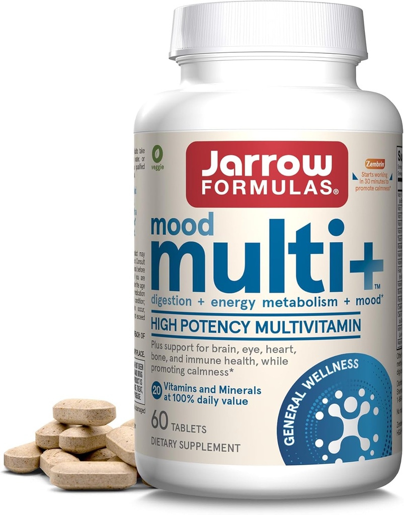 Fórmulas de Jarrow Multi+ Multivitamins de humor para resistência ao estresse ocasional, 60 comprimidos, suprimentos de 30 dias