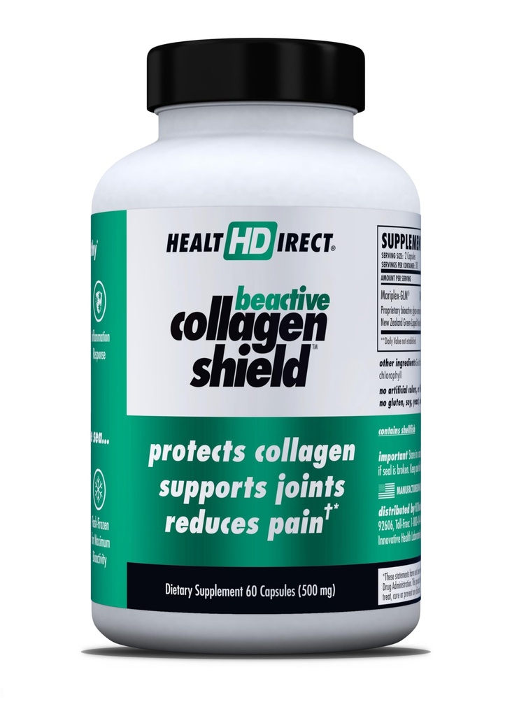 SAÚDE DIRECTA - BeActive Collagen Shield - 120 Cápsulas - Advanced Green-Lipped Mussel Supplement for Collagen Protection - Suporta Colágeno em Pele, Articulações e Músculos