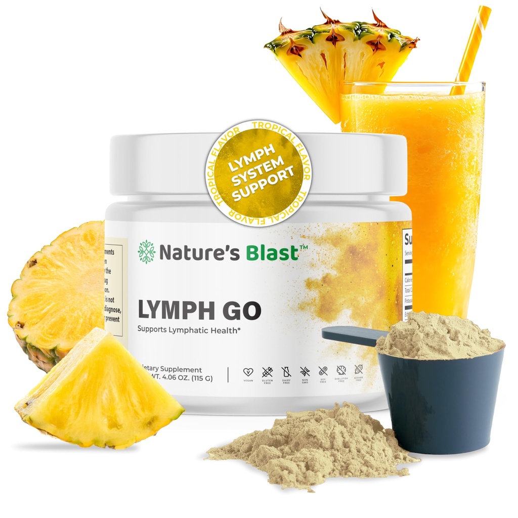Lymph Go - Suplemento de drenagem linfática para mulheres e homens - Suporte do sistema de linfa - com Bromelain, Echinacea, Burdock Root, Dandelion, Rutin, Kelp & Mais - 4.06 Oz - 30 Servings - Sabor tropical
