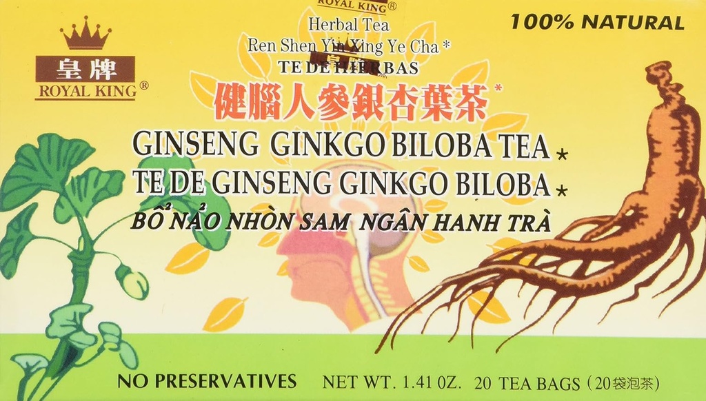 Rei Real Ginseng Ginkgo Biloba Chá (20 sacos)