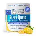 Goma rápida do sono do relaxamento, suporte da ajuda ao sono, 5 mg de melatonina, vitamina D-3, mistura prebiótica e probiótica, glúten e droga livre, sabor limão, 60 gomas