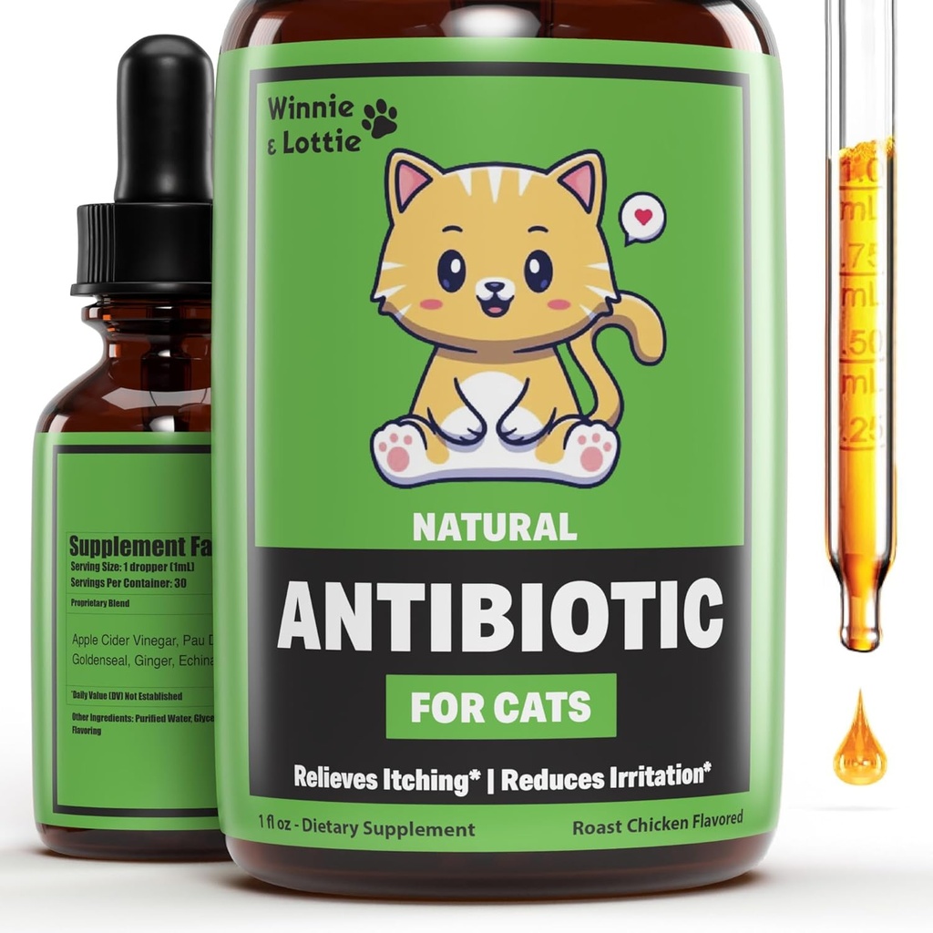 Winnie & Lottie Antibióticos Naturais para Gatos Antibióticos Gatos Antibióticos Gatos Antibióticos Animais de estimação Antibióticos Cat Immune Suporte Antibióticos para Gatos