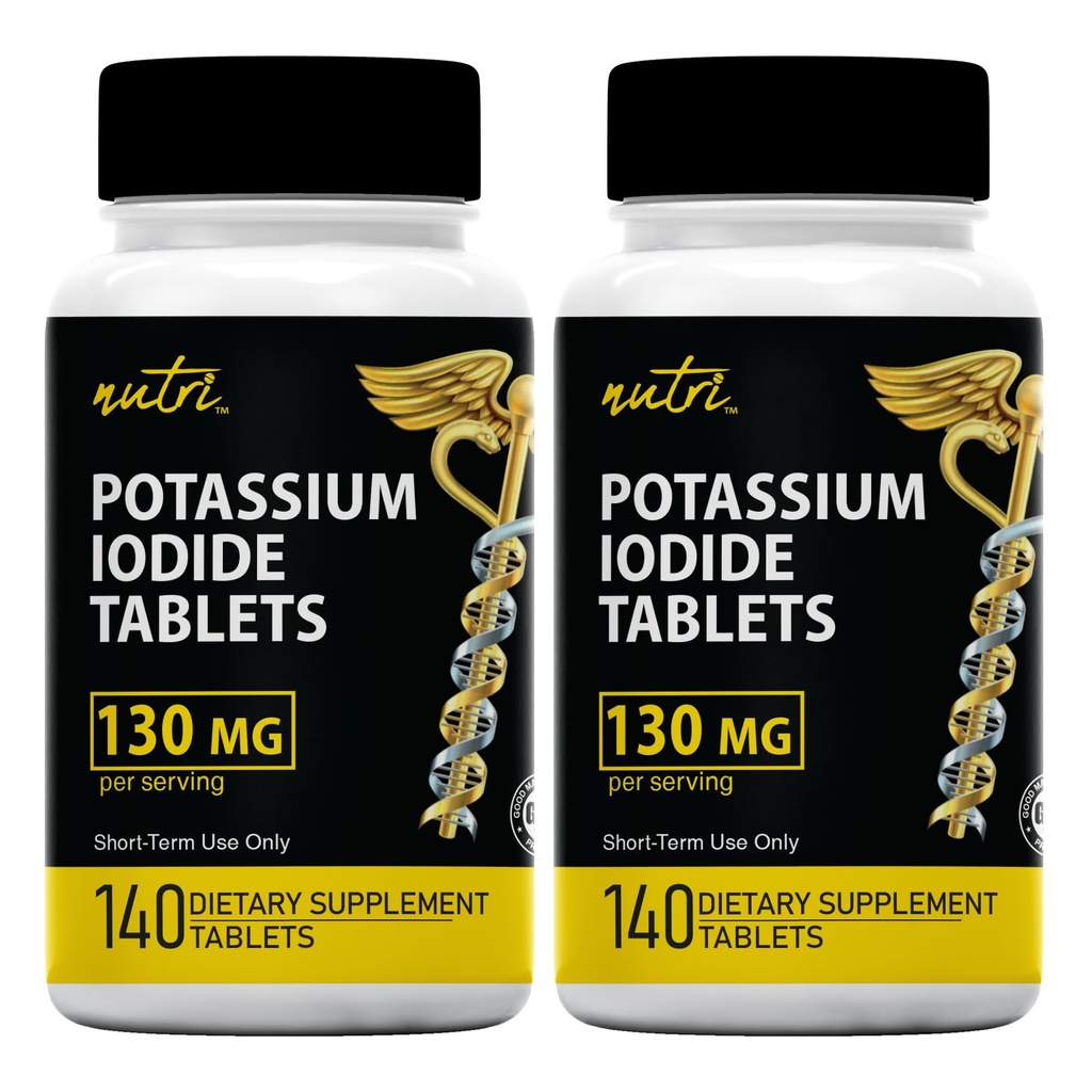 Comprimidos de iodeto de potássio (embalagem de 2) 130 mg - 280 comprimidos EXP 10/2032 - YODO Naciente - KI Pills - Yoduro de Potasio - Suplementos Nutri