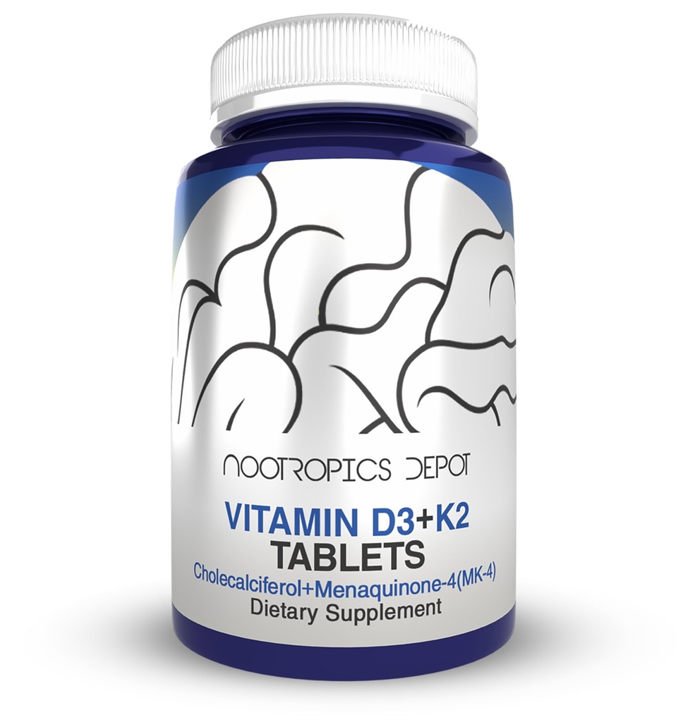 Nootropics Depot Vitamina D3 + K2 com comprimidos de vitamina C
