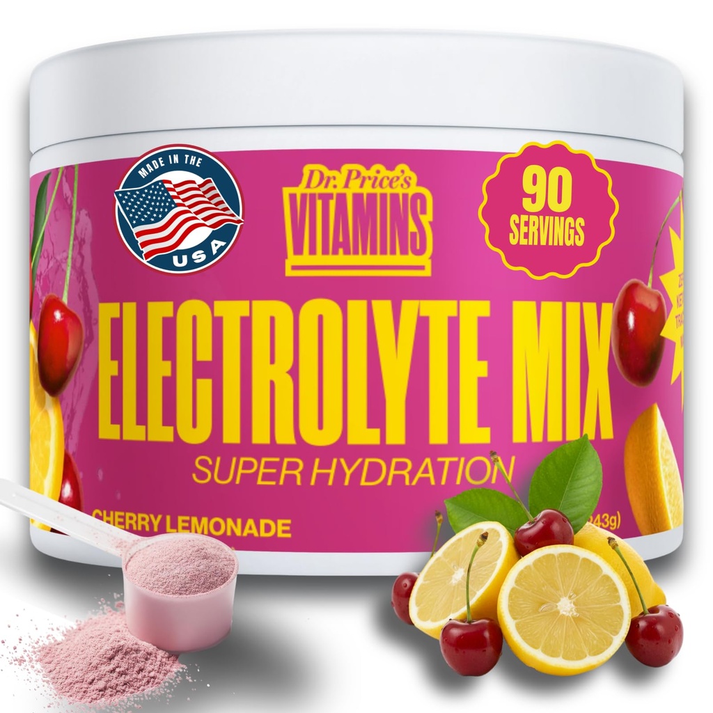 Dr. Price's Electrolyte Mix – Pó de hidratação sem açúcar com 72+ Trace Minerals □ Sem açúcar, Eletrólitos de dissolução rápida em pó Pacotes