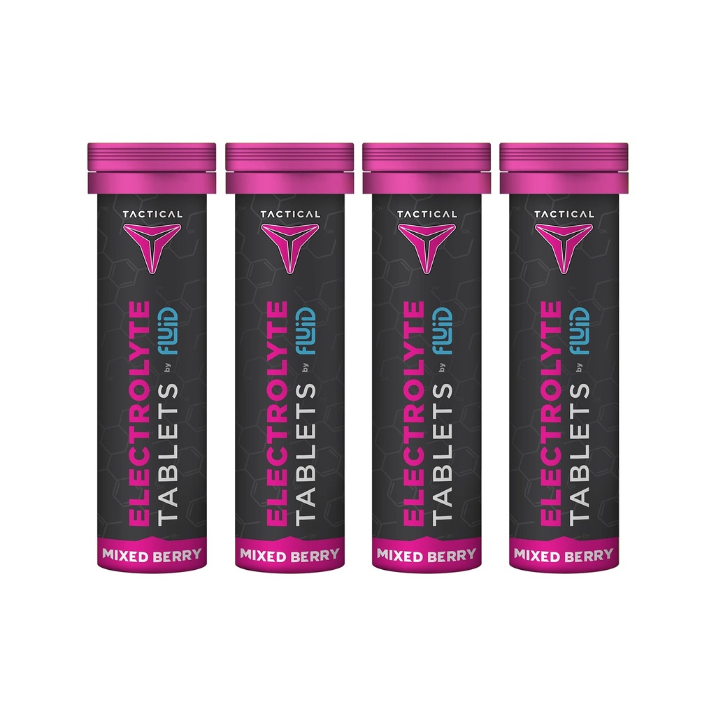Comprimidos de Hidratação Fluidoso- Efervescente, Substituição de Eletrolíticos e Prevenção de Desidratação, 4 Pack, 40 Servings (Mistured Berry)