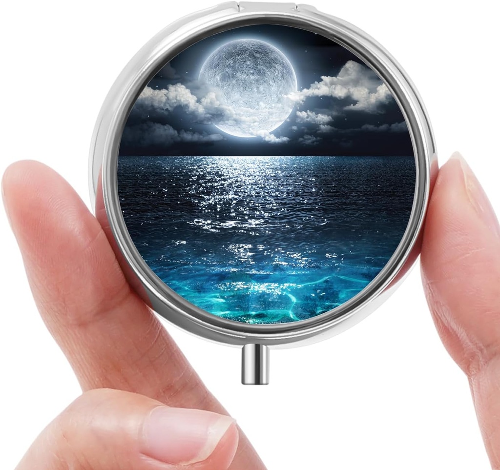 Mini caixa de pílulas, Caixa de pílulas pequena, Caixa de pílulas portátil, Organizador de pílulas bonito para vitaminas, medicamentos, óleo de peixe e suplementos (Beautiful Starry Sky)